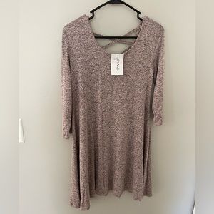 Pinc medium dress in pink and black with XX back and scoop neck 3/4 sleeves